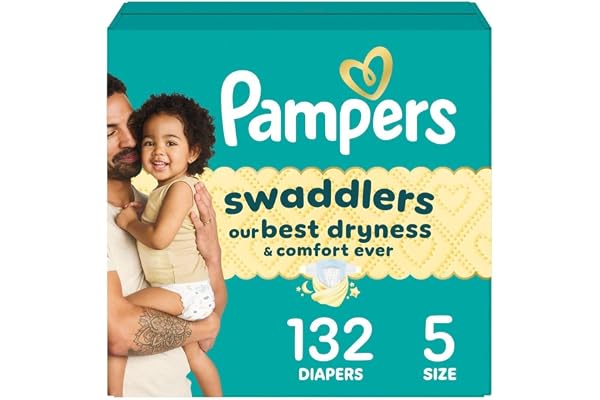 Pampers Swaddlers Diapers, Size 5 (20-37 lbs), 132 Count, Hypoallergenic, Absorbent, Keeps Baby Dry and Comfortable, Skin Safe Disposable Baby Diaper