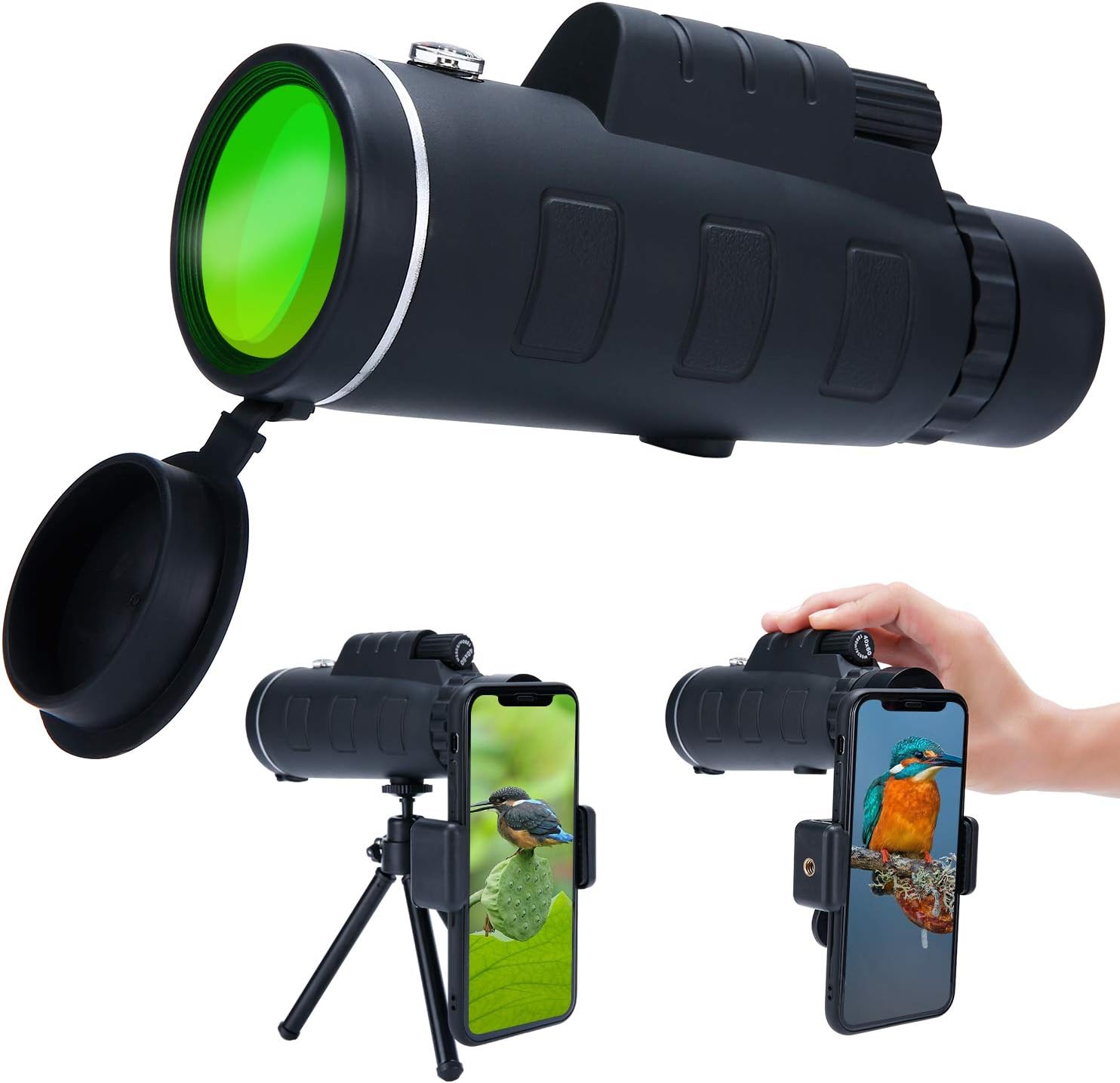 Super Clear 40x60 Monocular Telescope, High Powered High Optical Monocular with Dual Focus Zoom, Portable Waterproof Fogproof for BirdWatching, Traveling, Hunting, Camping, Outdoors Climbing