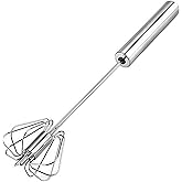 Digead Stainless Steel Egg Whisk, Hand Push Rotary Whisk Blender, Versatile Milk Frother, Hand Push Mixer Stirrer for Blending, Whisking, Beating &amp; Stirring (12in)