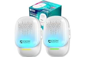 EXOM ESSENTIALS T-26, Ultrasonic Pest Repeller Wall Plug-in Most Effective Than Repellents - Get Rid of - Rodents, Squirrels, Mice, Rats,(2 Pack)