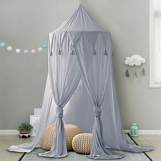 Minetom Betthimmel für Kinder Baby Baldachin Spielzimmer Fotografieren rund Höhe 240cm Prinzessin Chiffon hängende Moskitonne
