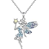 DkakoJew Cute Elf Crystal Pendant Necklace, Girls' Jewelry, Christmas, Birthday,Easter Gift for Children, Women over 3 years old.