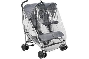 KAIGESZAD Clear Travel Weather Shield,Rain Cover for Double Stroller Universal,Breathable Waterproof Double Stroller Rain Cover Side by Side,Twins Stroller Cover for Rain/Wind/Snow/Cold/Dust