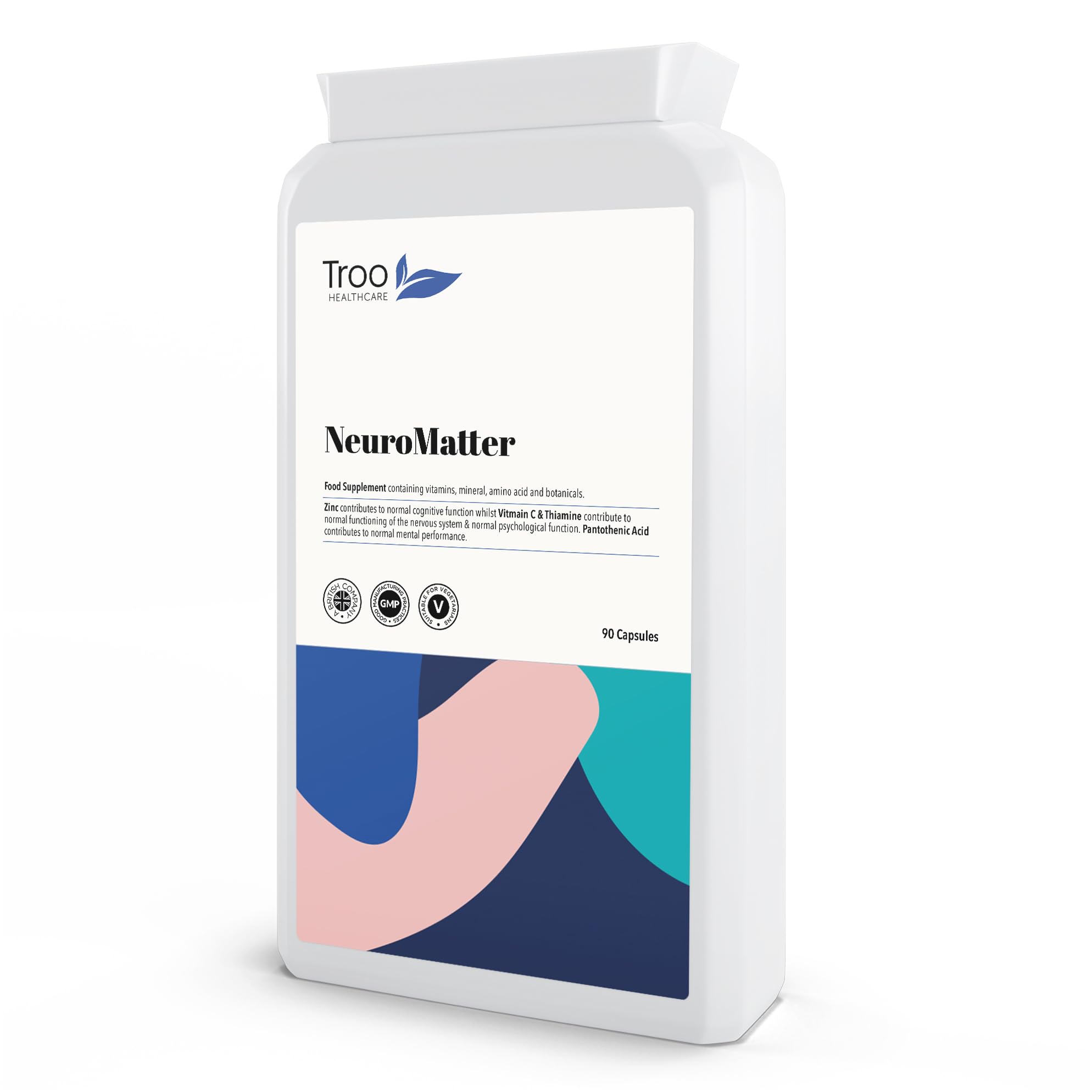 Troo Health Care Troo NeuroMatter Brain Support Supplement - 90 Capsules | Includes Vitamin C, E & Zinc, Ginkgo Biloba, Choline Bitartrate, Betaine, L-Carnitine, Lecithin & Minerals | UK Manufactured