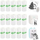 Vicbear 15 Rolls Mini Printer Sticker Paper, White Thermal Sticker Paper for Mini Portable Printer, Self-Adhesive Thermal Paper, 57 x 25 mm