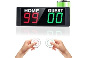 YZ Portable Electronic Scoreboard with 2 Button Control, Digital Scoreboard with Remote, Digital Cornhole Score Keeper, 12/24H Clock/Countdown Timer/Buzzer, Indoor&Outdoor Games