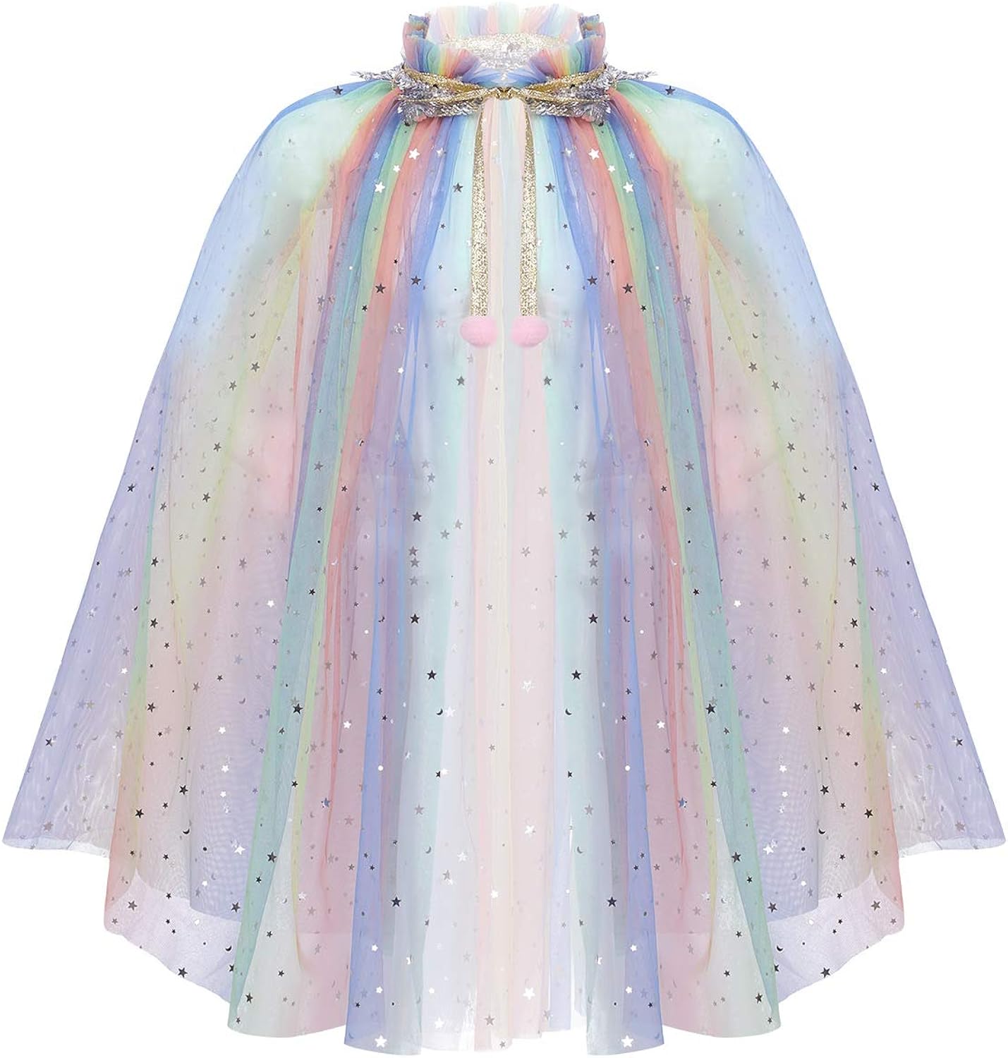 MSemis Kids Girls Shiny Sequins Cape Halloween Princess Dress Costume