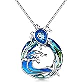 KoyeKei Sea Turtle/Jellyfish/Dolphin/Mermaid/Compass/Steering wheel necklace 925 Sterling Silver Anchor Navy Ocean Jewelry Beach Gifts for Women Men