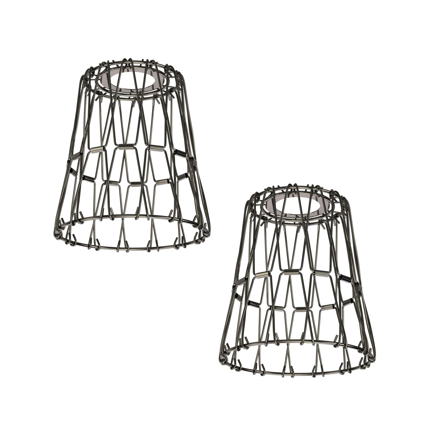 ledscom.de 2 Pieces cage lampshade, Chrome-Black, 135mm Ø