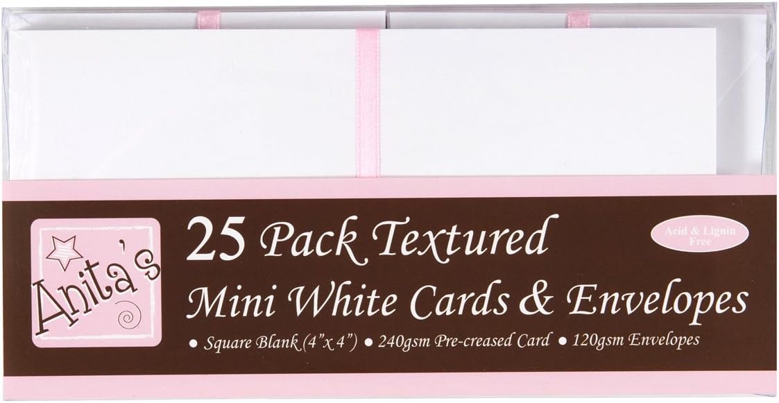 Anita's Plain, Blank Cards & Envelopes, 4 x 4, White, Pack of 25, for Home Wedding, Birthday, Christmas, Thank You
