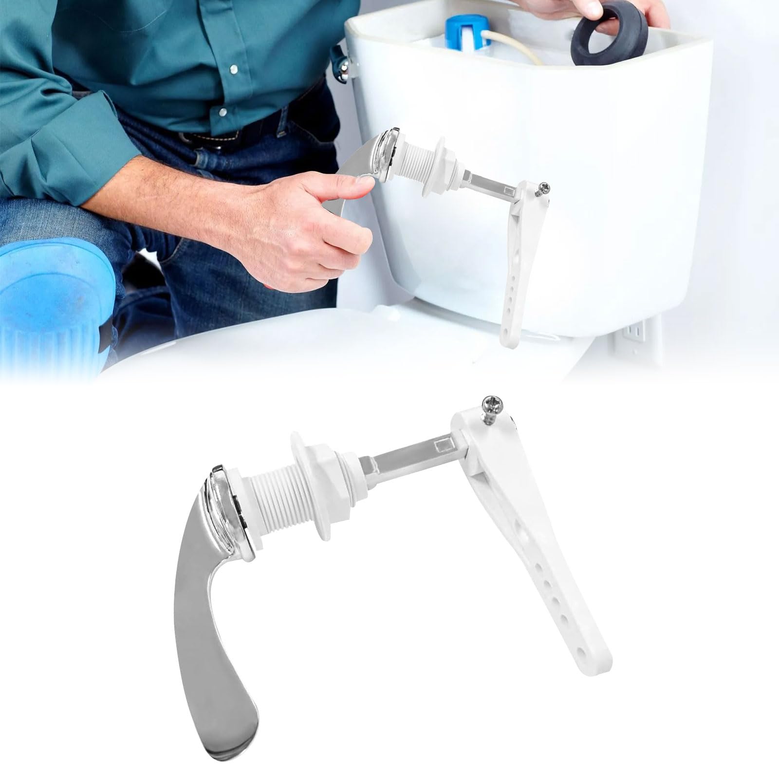 Universal Alloy Cistern Replacement Kit for Toilet Flush Handle and Lever