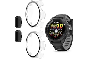 2 Pack for Garmin Forerunner 965 Smartwatch Screen Protector Hard PC Case, Full Coverage HD Ultra-Thin Anti-scratch Protectiv
