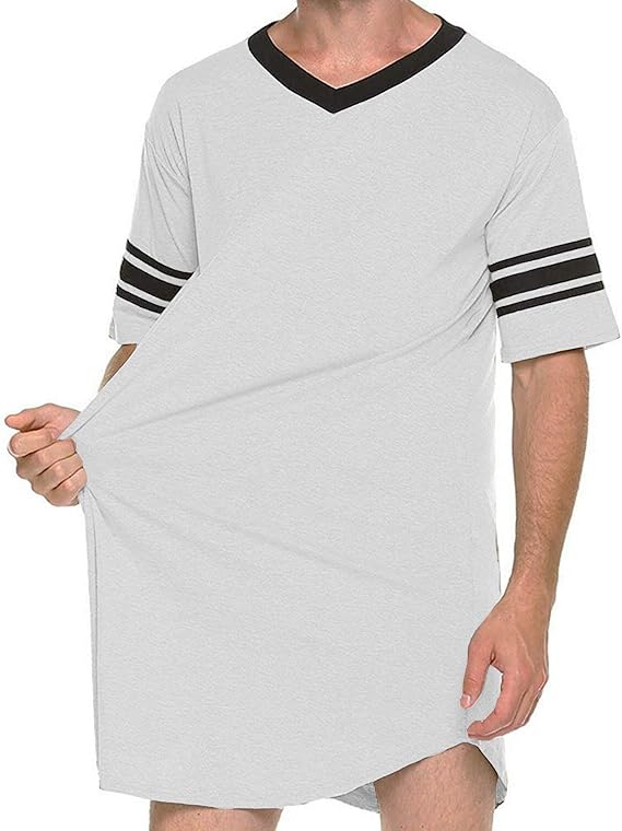 EZ Tuxedo Men's Nightgown Short Sleeve Soft Nightshirt Comfy Nightwear