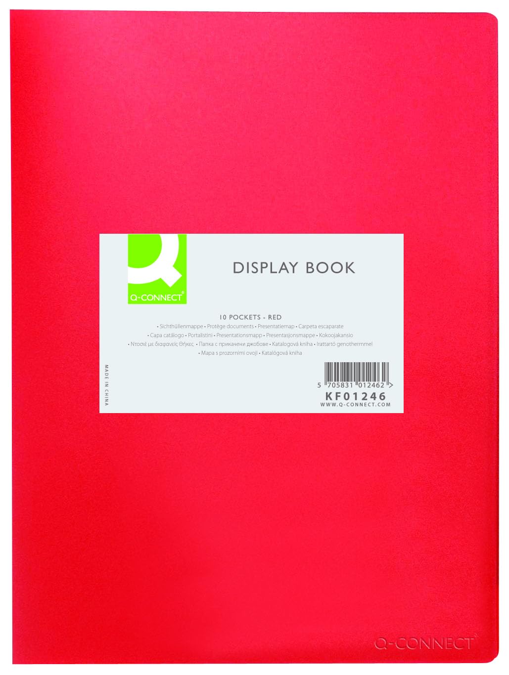 Display Book Q-CONNECT PP A4 380 Micron 10 Pockets Red/Document Archiving/Type-10 Pockets/Kind-Top Open Pockets/Index-N.a. / Pockets-N.a. / Material-PP/Dividers-N.a. / Coating-N.a.