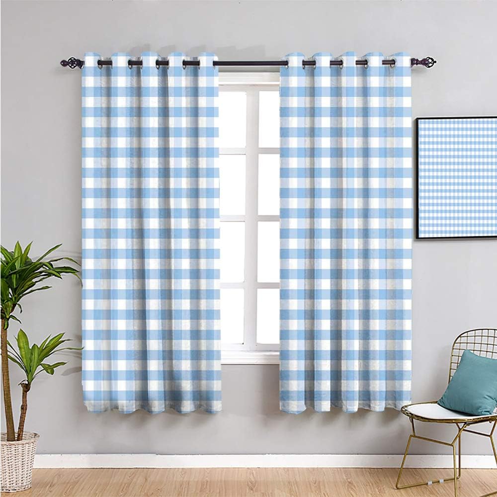Checkered Closet Curtain, Curtains 72 inch Length Little Squares and