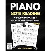 Piano Note Reading Exercises: Music Skills in 10 Minutes a Day, Student Workbook, How To Read Music, Sign 4,000 Notes
