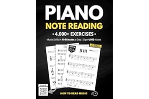 Piano Note Reading Exercises: Music Skills in 10 Minutes a Day, Student Workbook, How To Read Music, Sign 4,000 Notes
