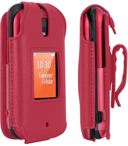 Handy Belt Pouch Holder For Consumer Cellular Iris Easy Flip Phone - Durable Canvas Case With Clip And Loop