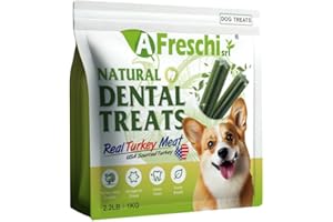 A FRESCHI SRL Afreschi Turkey Dental Sticks for Dogs, 2.2 lb – All Natural Dog Chews, USA-Sourced Trukey, Hypoallergenic, Long-Lasting Chew for Puppies and Adult Dogs, Grain-Free, Signature Series