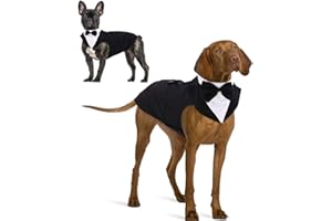 IDOMIK Dog Tuxedo Suit for Small Medium Large Dogs, Formal Dog Tuxedo Vest Suit with Detachable Bow Ties Collar & Bandana Scarf Set, Dog Wedding Attire Shirt for Birthday Party Costume Black