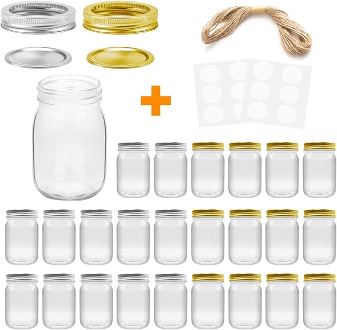 Mason Jars, SPANLA 16 OZ Mason Jars Glass Jars with Regular