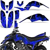 Wolfcore Decals ATV Graphics Kit: Quad Stickers for Yamaha Raptor 660 (2001-2005), Featuring Flames Blue Design, Transform Your Ride with Protective ATV Stickers!