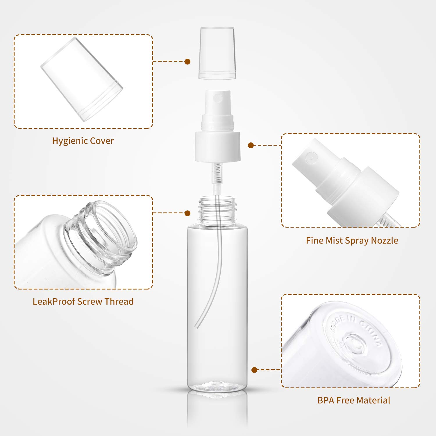 VEIDIA 6 Pack 100 ML Clear Spray Bottles Plastic Fine Mist Spray Bottle Container Refillable Makeup Cosmetic Atomizers Bottles for Cleaning, Hair, Perfumes, Liquids : Beauty