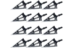 JIANZD 3 Blades Hunting Broadhead 100 Grain Archery Arrow Screw-in Arrow Heads Arrow Tips Compatible with Traditional Bows and Compound Bow