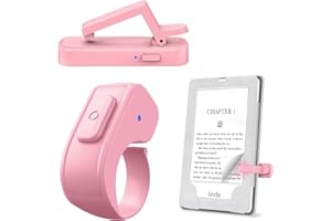 JIMZOO Page Turner Ring for Kindle,Remote Control for iPhone iPad Android Tablets E-Readers,Clicker Page Turner for Kindle Accessories for Camera Video Record&Shutter Selfie (Pink)
