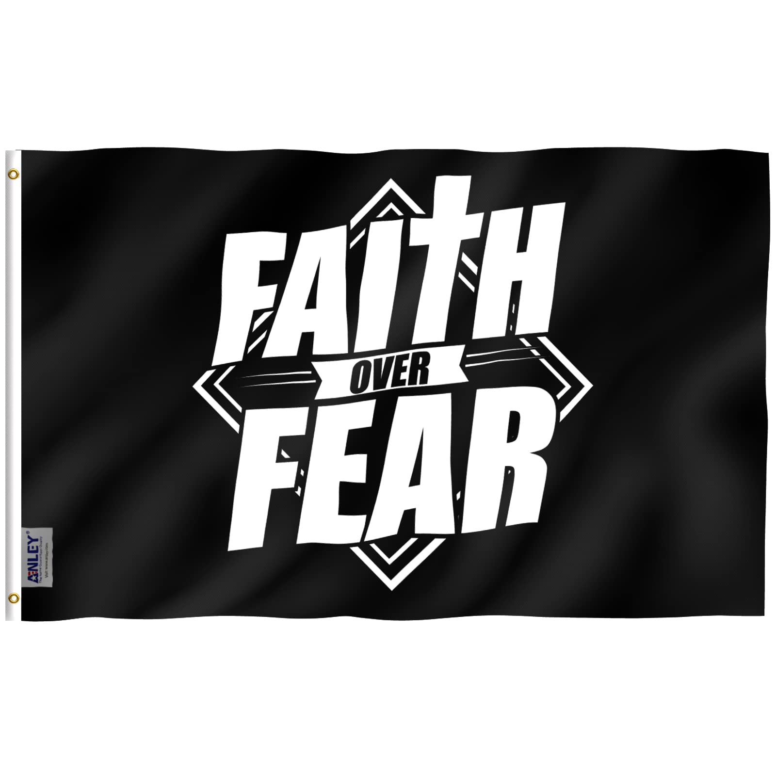 Anley Fly Breeze 3x5 Foot Faith Over Fear Flag - Vivid Color and Fade proof - Canvas Header and Double Stitched - Bible Jesus Flags Polyester with Brass Grommets 3 X 5 Ft