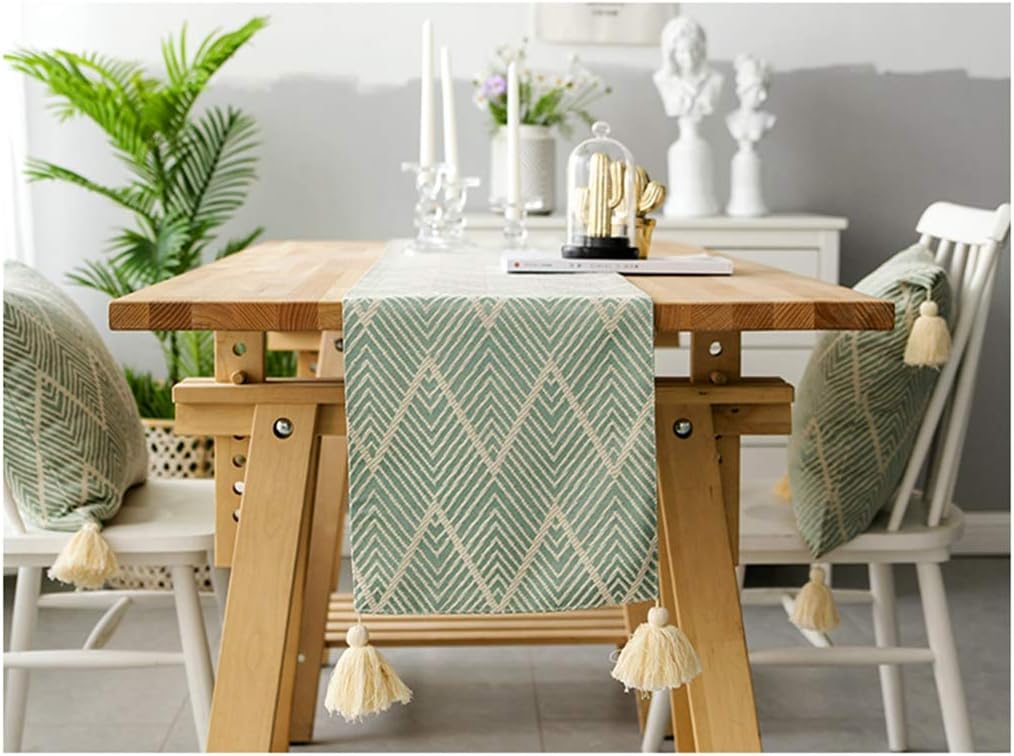 実りの秋 タッセル付き北欧風テーブルランナー