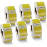 BETCKEY Colored Labels Compatible with Dymo 30332 (1" x 1") Square QR Code Labels, Compatible for Dymo LabelWriter Thermal 450, 4XL & Zebra Desktop Printers [6 Rolls, Yellow]