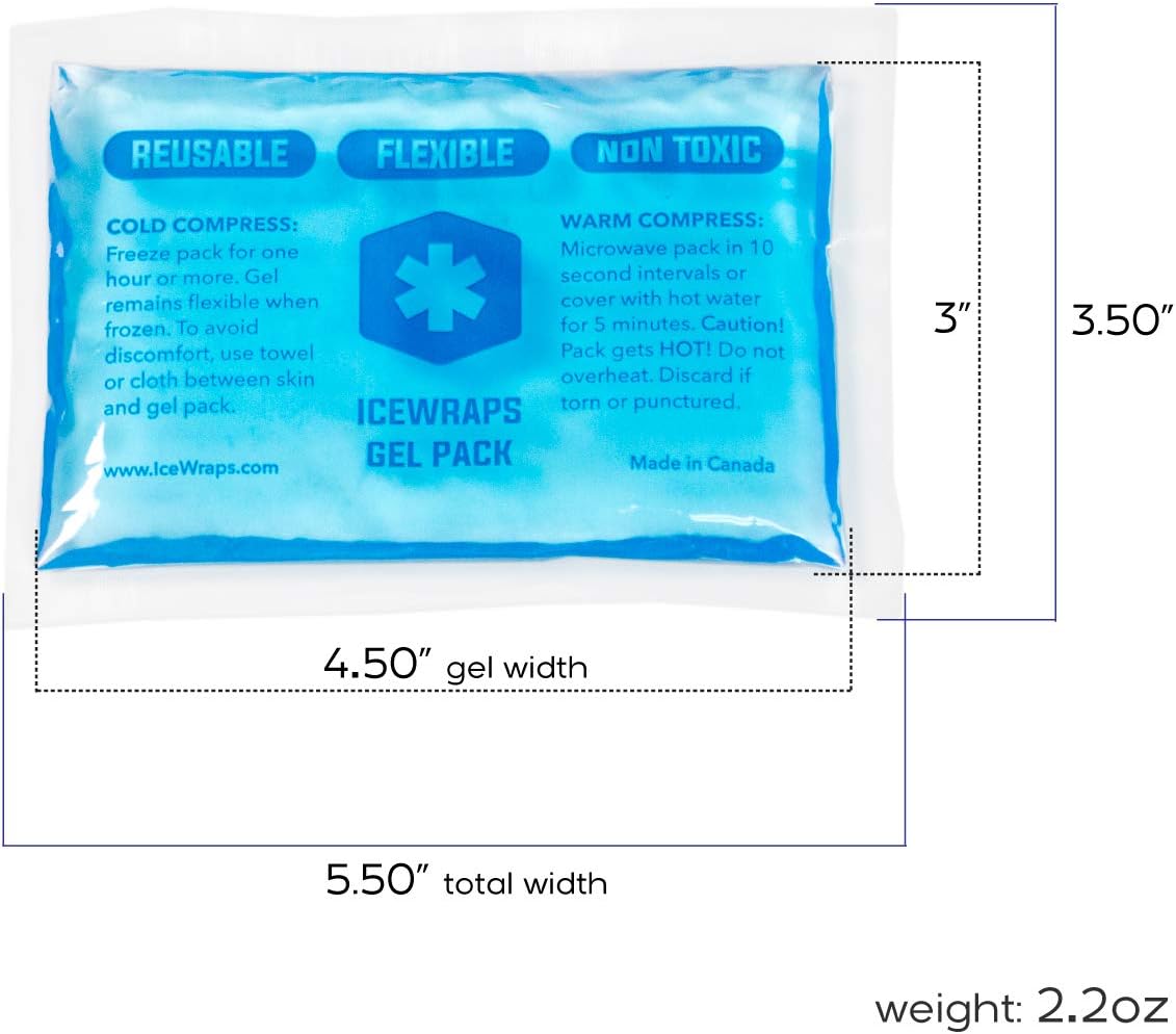 ICEWRAPS 3x5 Gel Ice Pack Reusable Small Hot Cold Ice Packs for Overheating, Injuries, Pain Relief First Aid (6 Pack): Health & Personal Care
