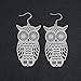 Siam panva Women Fashion Jewelry 925 Silver Hollow Owl Drop Dangle Hook Earrings Chic Gift