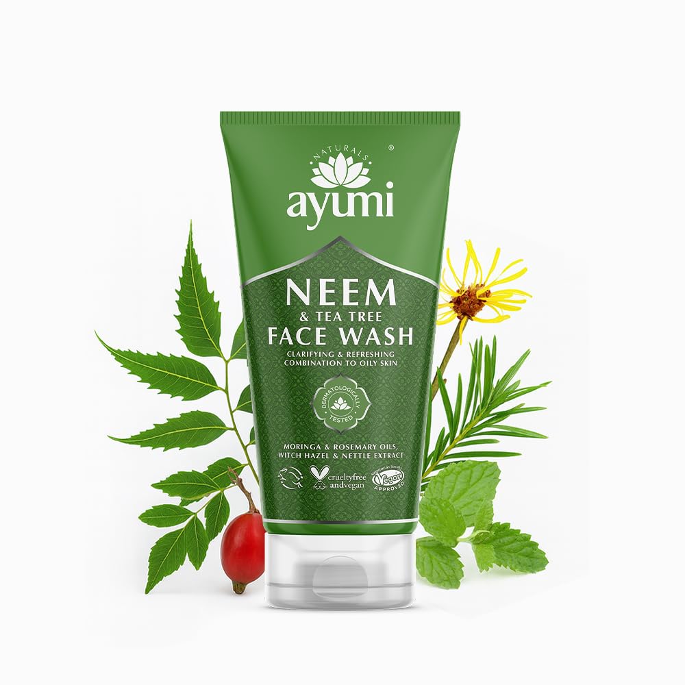 Ayumi Tea Tree Face Wash for Acne Treatment | Oil Control Face Wash with Witch Hazel | Acne FaceWash with Neem | Hydrating Facewash with Lavender Oil | Women & Mens FaceWash for Skin Care | 150 ml