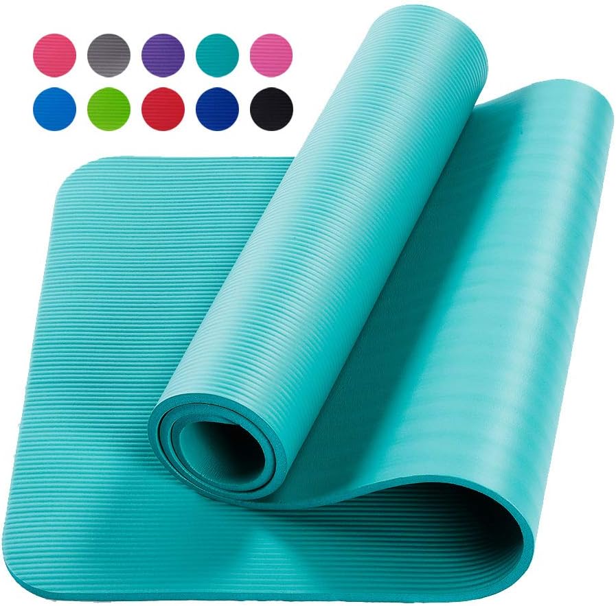 MorwenVeo Yoga Mat Exercise Mat - 1/2-Inch Extra Thick High Density Exercise Yoga Mat with Carrying Strap for Exercise, Yoga and Pilates
