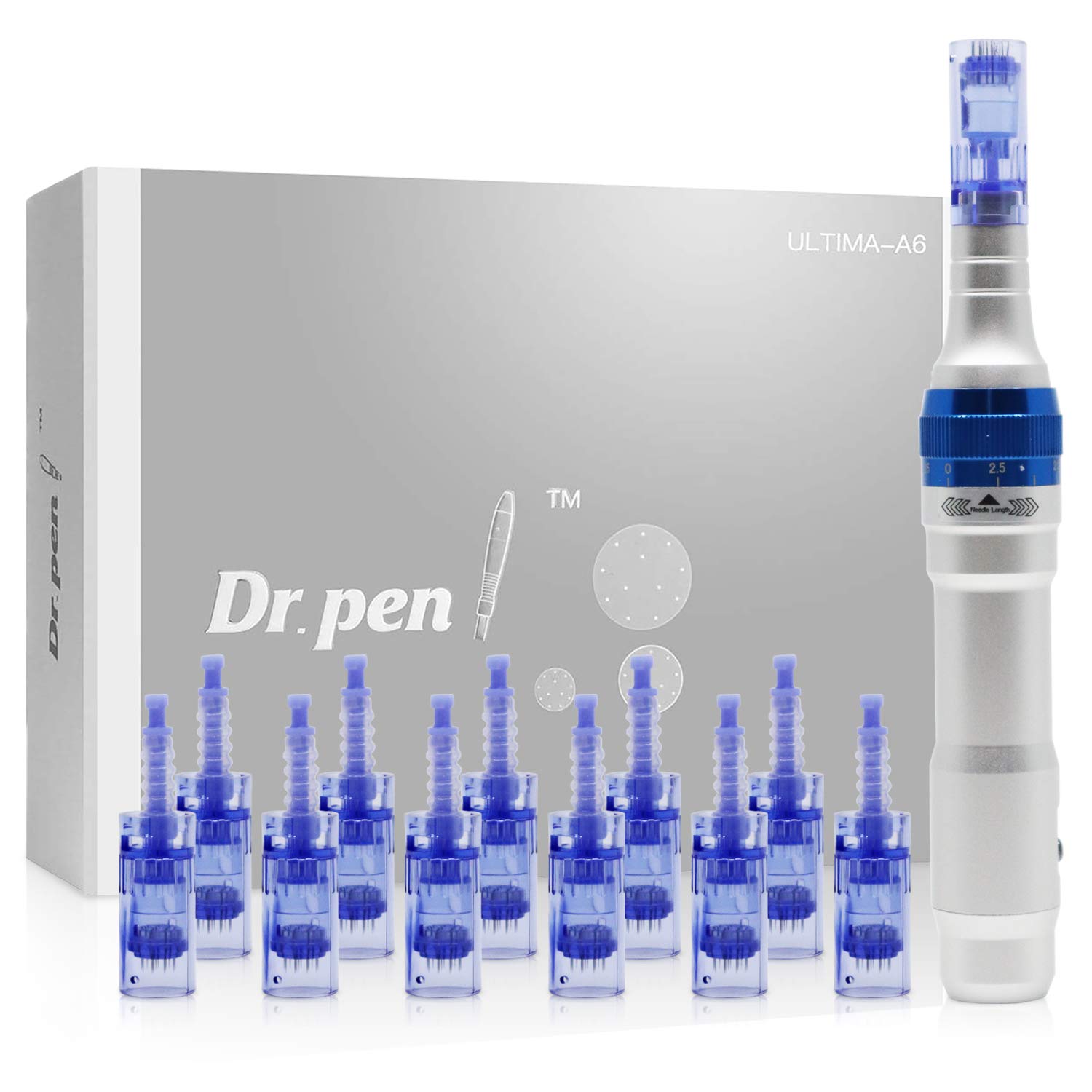 Dr. Pen Ultima A6 Electric Wireless Professional Skincare Kit including 12 Cartridges - Six 12 Pin, Six 36 Pin: Beauty