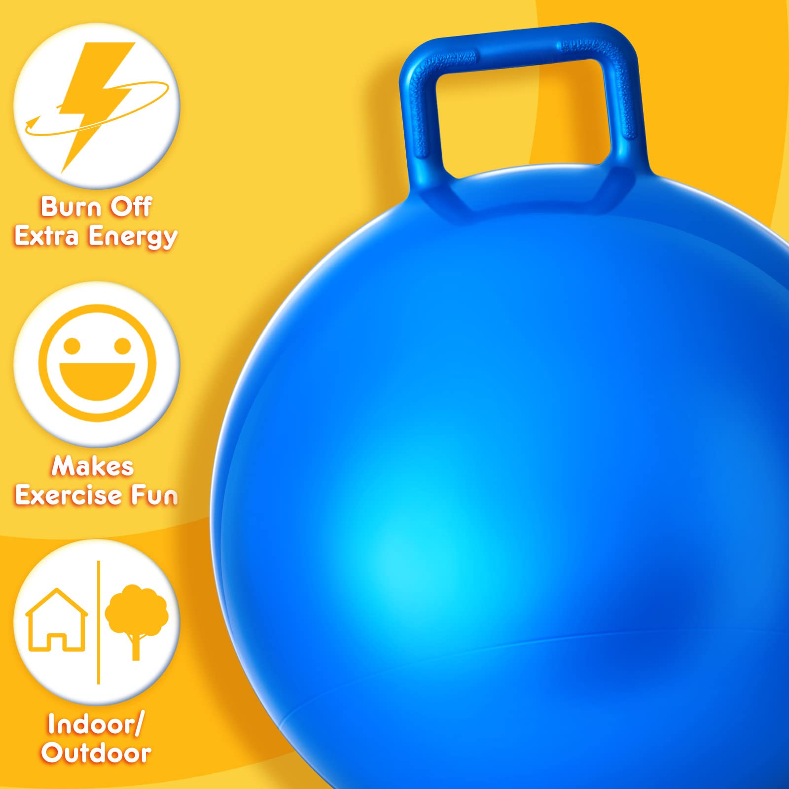 Lewtemi 6 Pcs Hopper Ball Carnival Outdoor Games 32 Inch Jumping Hopping Inflatable Bouncing Ball with Handle and Air Pump for Kids Sport Exercise (Red, Blue, Green, Pink, Yellow, Purple)