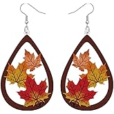 LONYOO Acrylic Maple Leaf Earrings Orange Autumn Plant Earrings Fall Leaves Jewelry Fall Gifts for Women Mom Nature Lovers
