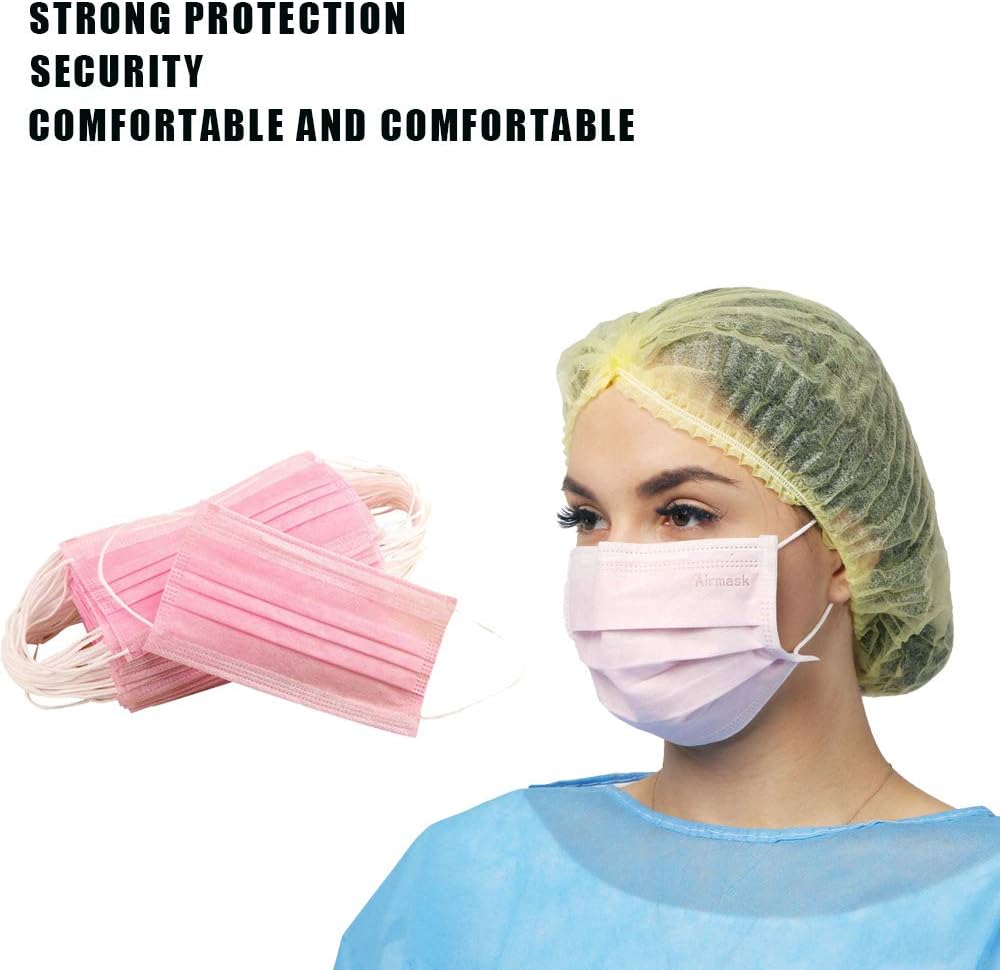 50 PCS Disposable Face Masks with Elastic Earloop, 3-Ply Breathable and Comfortable Mouth Cover for Air Elements, Dust Protection (Pink)