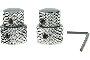 KAISH Pack of 2 Metal Dual Concentric Stacked Control Knobs Guitar Parts for Electric Guitar Bass Chrome