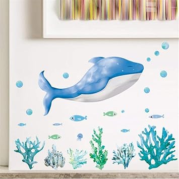 Amazon Com Wsqyf Cartoon Seabed Whale Wall Stickers Home Decor Living Room Bathroom Pvc Accessories Wall Decoration Wall Art Diy Decal 55x68cm Baby