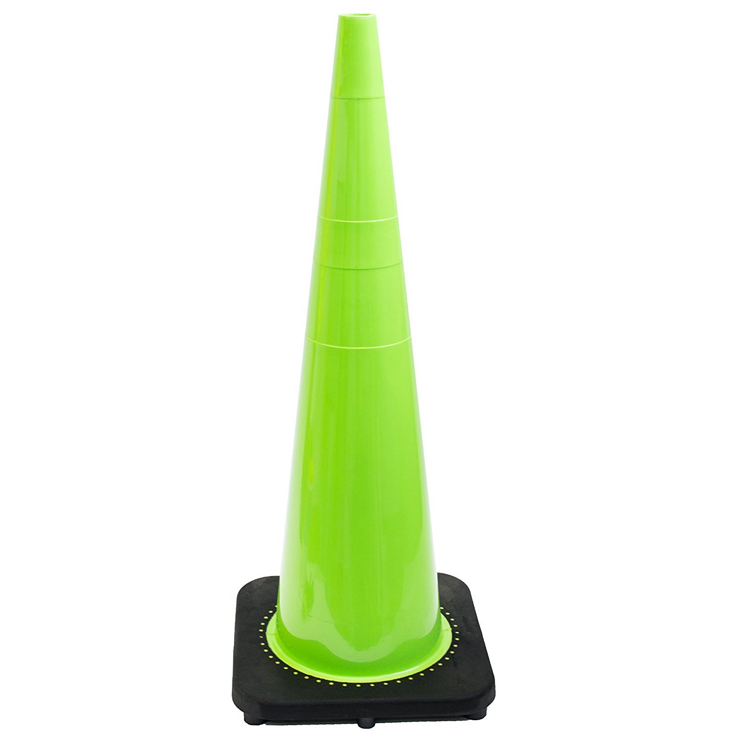 PVC Traffic Cones with Black Base, 36" Height, Lime Green (6 Cones