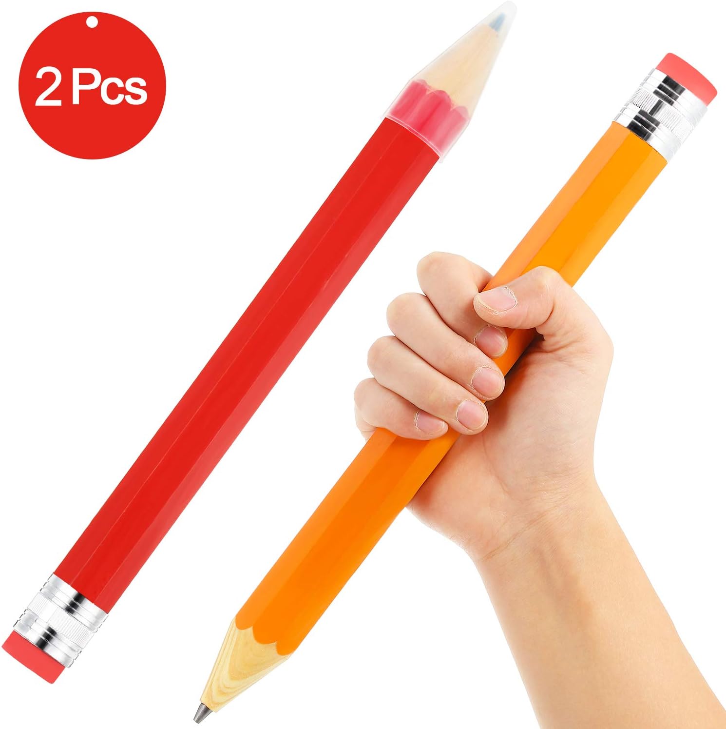 2 Pieces Big Giant Wooden Jumbo Pencils for Kids, Adorable