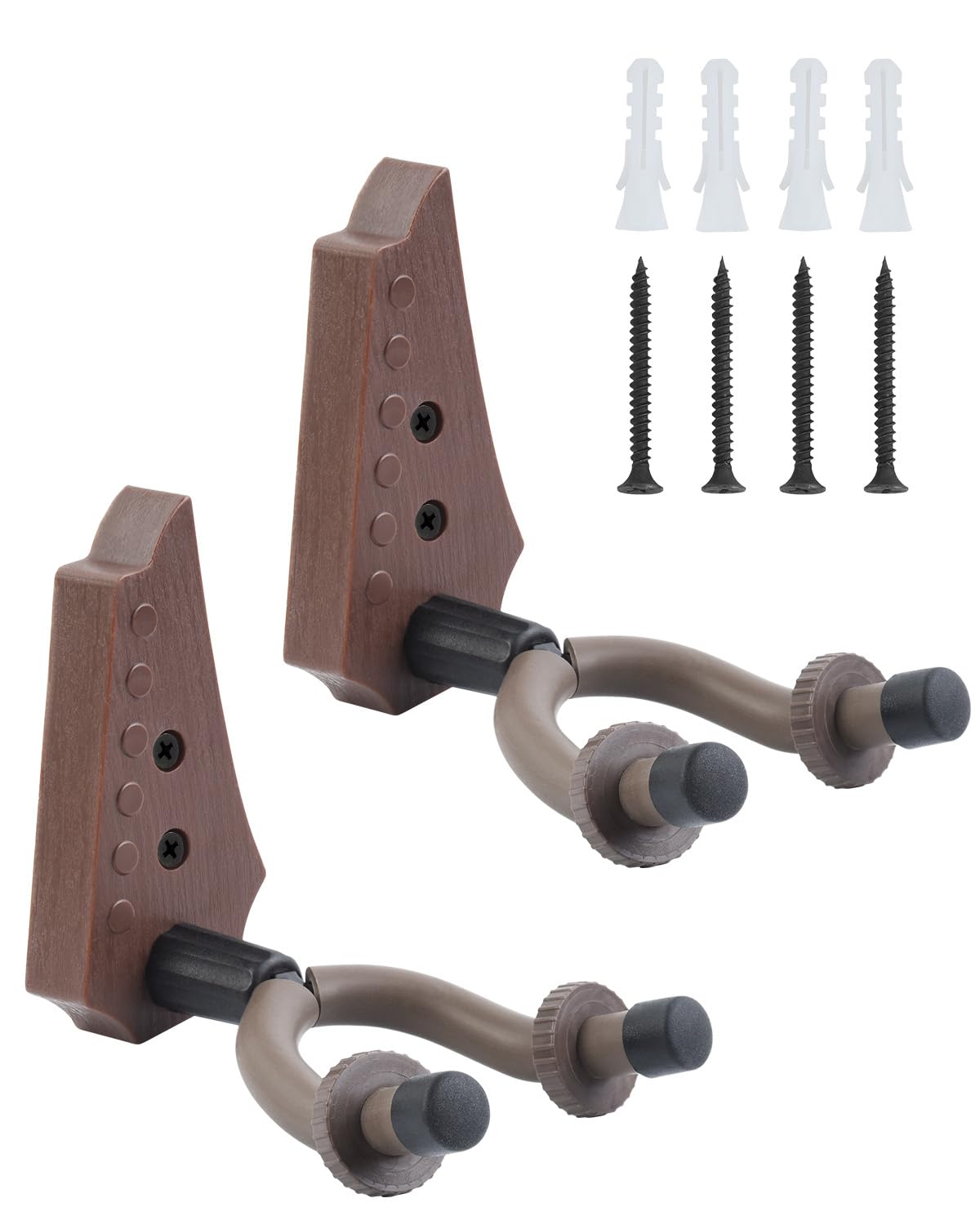OTraki 2 Pack Guitar Wall Hanger, Guitar Holder Wall Mount Auto Lock Guitar Wall Mount Resin Material Non-Slip Wear Resistance Guitar Hanger for Guitar Bass Ukulele, 10 kg Weight Capacity