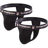 TOMATOPAPA Men’s Athletic Thong Briefs, Soft Breathable Quick-Dry Thong Underwear, 2 Pack Sexy Comfortable Men Underwear
