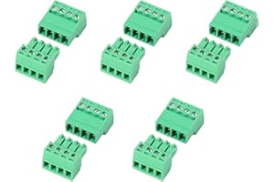 JHCBKFF 5 Set 4 Pin 5.08mm Pitch PCB Mount Screw Terminal Block Connector with 4 Pin Phoenix Plug,Pluggable Male and Female Connector