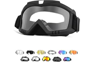 Yourkar Dirt Bike Goggles, Windproof ATV Off-Road Goggle, Wide Vision Riding Motorcycle Goggles, Motorcycle Accessories (Black-Transparent)
