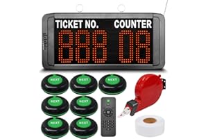 KOQICALL Take a Number Machine Queue Wireless Calling System for Customers with 1 LED Display Show Ticket and Counter Number 