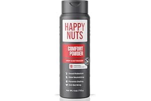 HAPPY NUTS Comfort Powder Deodorant For Men: Anti-Chafing Sweat Defense, Odor Control, Aluminum-Free, Perfect Stocking Stuffer Gift for Men's Private Parts 6 oz (1 Pack), Original Scent